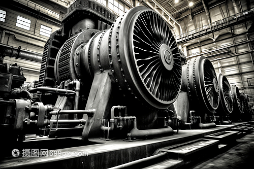 涡轮机和机械的照片强调其复杂的细节和精度HD